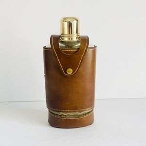 Vintage Glass Flask with Travel Case & Shot Glasses